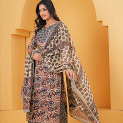 Women Multicolor Pure Cotton Kurta with Trousers & With Dupatta