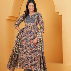 Women Multicolor Pure Cotton Kurta with Trousers & With Dupatta