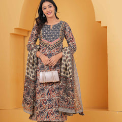 Women Multicolor Pure Cotton Kurta with Trousers & With Dupatta