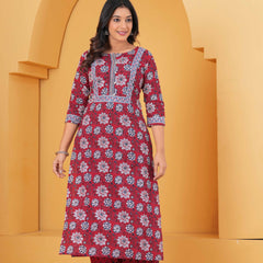 Women Floral Printed Regular Pure Cotton Kurta with Palazzos & With Dupatta