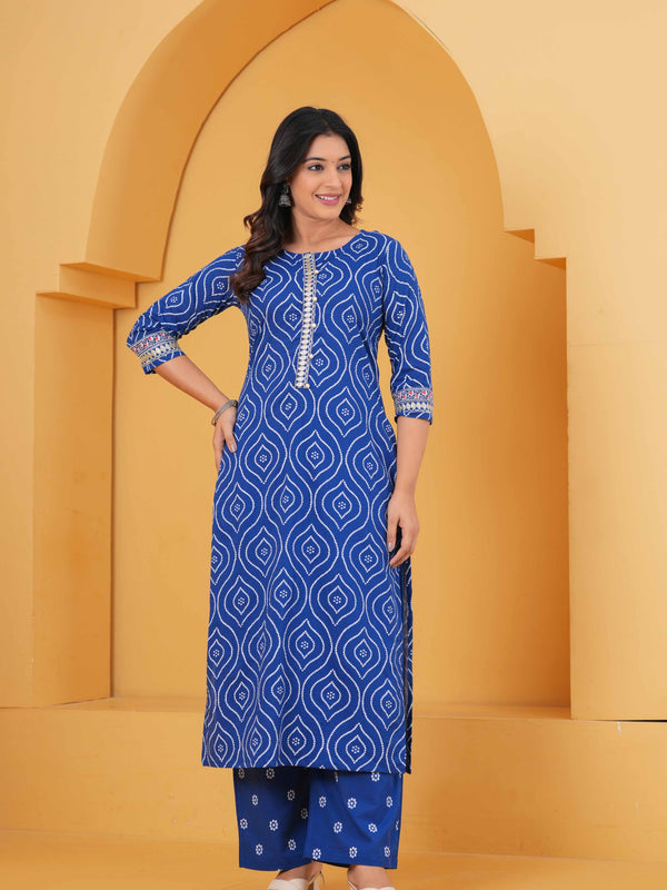 Women Ethnic Motifs Printed Regular Pure Cotton Kurta with Palazzos & With Dupatta