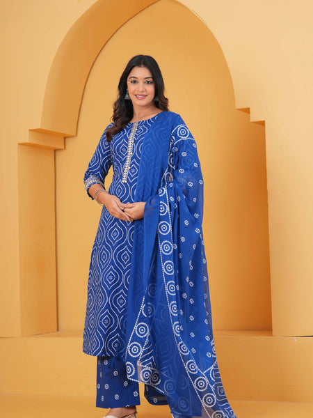 Women Ethnic Motifs Printed Regular Pure Cotton Kurta with Palazzos & With Dupatta