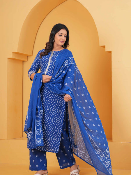 Women Ethnic Motifs Printed Regular Pure Cotton Kurta with Palazzos & With Dupatta