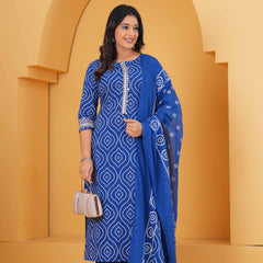Women Ethnic Motifs Printed Regular Pure Cotton Kurta with Palazzos & With Dupatta