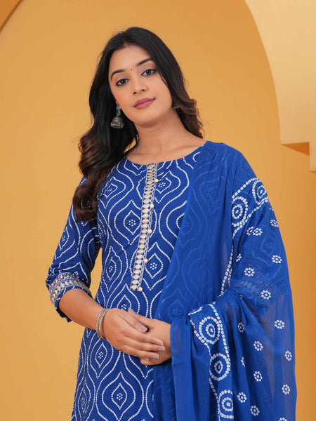 Women Ethnic Motifs Printed Regular Pure Cotton Kurta with Palazzos & With Dupatta