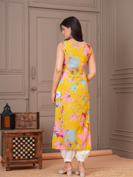 Floral Printed Straight Kurta