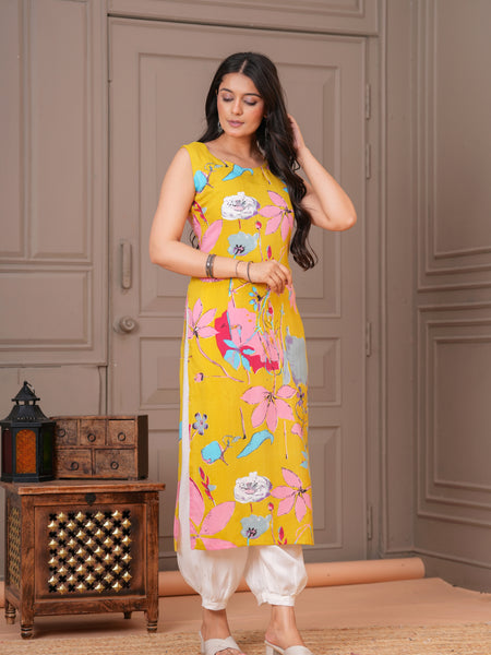Floral Printed Straight Kurta
