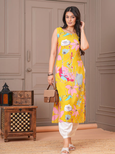 Floral Printed Straight Kurta