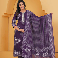 Women Pure Cotton Kurta with Trousers & With Dupatta