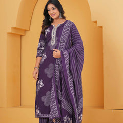Women Pure Cotton Kurta with Trousers & With Dupatta