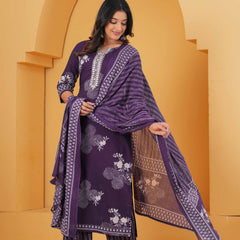 Women Pure Cotton Kurta with Trousers & With Dupatta