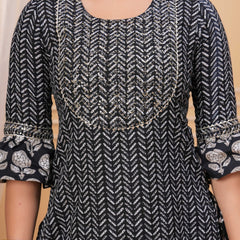 Women Ethnic Motifs Printed Cotton A-Line Kurti with Skirt & Dupatta