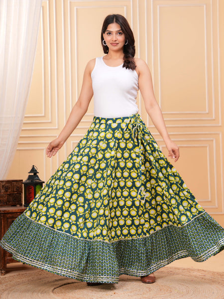Women Printed Panelled And Flared Maxi Skirt