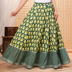 Women Printed Panelled And Flared Maxi Skirt