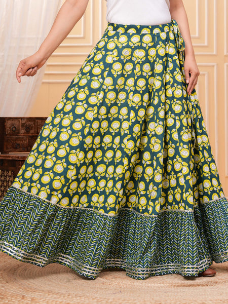 Women Printed Panelled And Flared Maxi Skirt