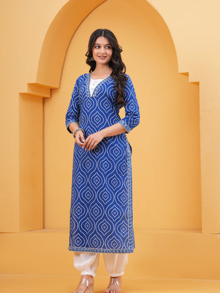 Women Ethnic Motifs Embroidered Straight Kurta