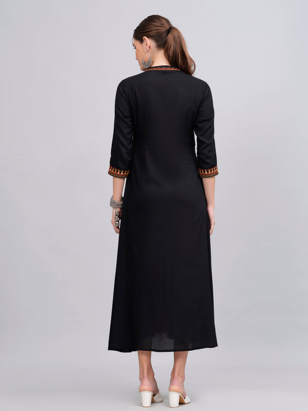 Women Embroidered A-Line Midi Dress