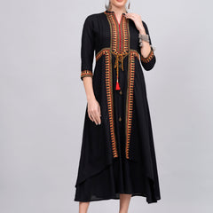Women Embroidered A-Line Midi Dress