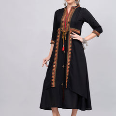 Women Embroidered A-Line Midi Dress