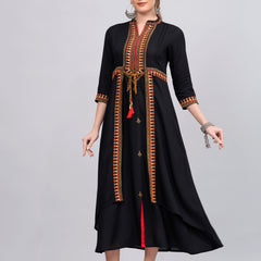 Women Embroidered A-Line Midi Dress