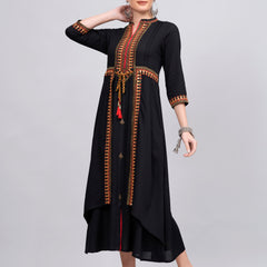 Women Embroidered A-Line Midi Dress