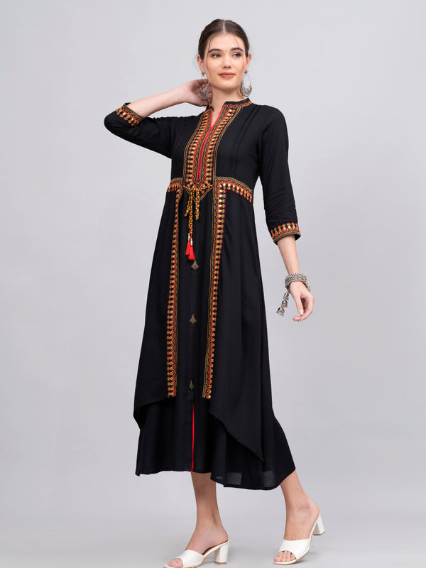 Women Embroidered A-Line Midi Dress