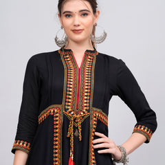 Women Embroidered A-Line Midi Dress