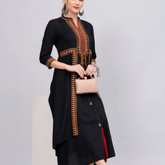 Women Embroidered A-Line Midi Dress