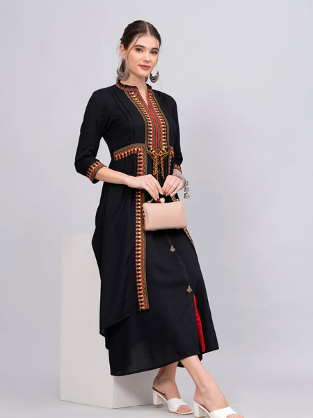 Women Embroidered A-Line Midi Dress