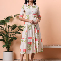 Off-White Fit & Flare Midi Dress