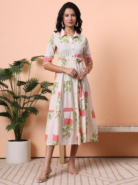 Off-White Fit & Flare Midi Dress