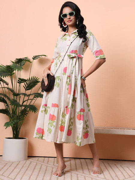 Off-White Fit & Flare Midi Dress Image