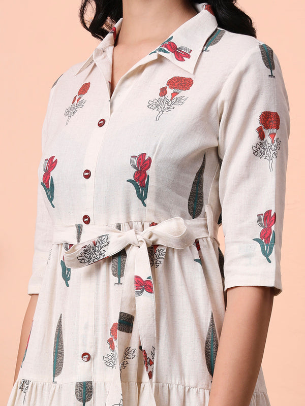 Women Printed Casual Midi Dress