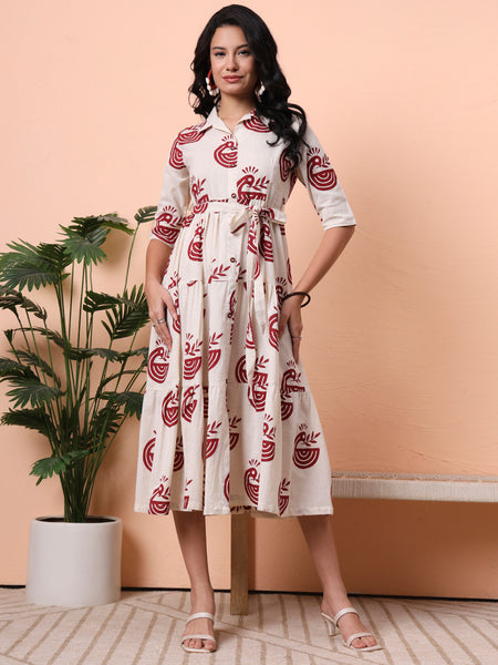 Print Fit & Flare Short Dress