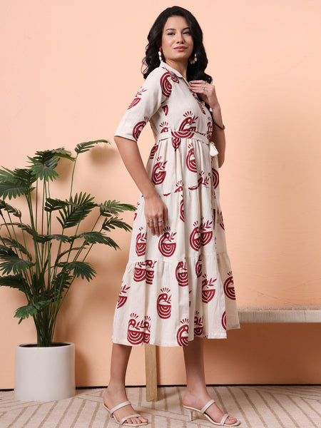 Print Fit & Flare Short Dress