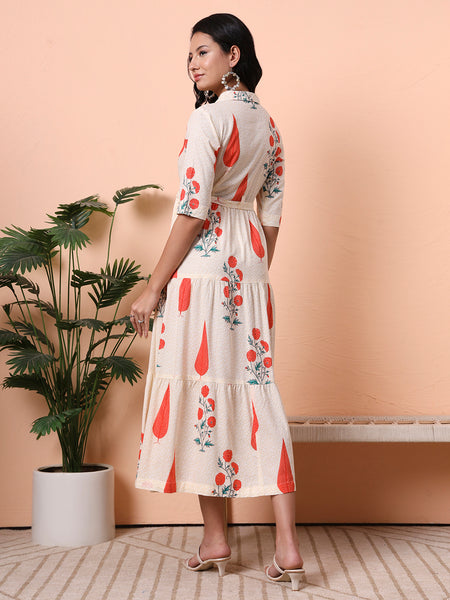 Floral Print Shirt Midi Dress Back