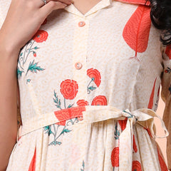 Floral Print Shirt Midi Dress Zoomed