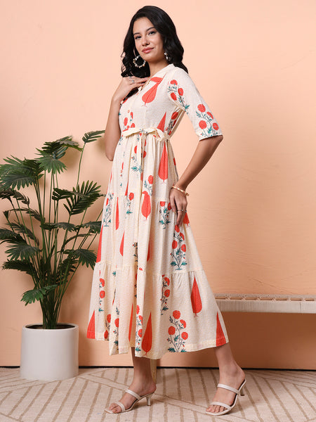 Floral Print Shirt Midi Dress Side View