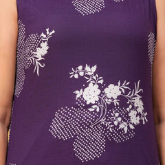 Women's Purple Floral Printed Pure Cotton Kurti Farshi Salwar Set