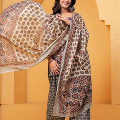 Women's Multicolor Printed Pure Cotton Kurti Farshi Salwar Dupatta Set