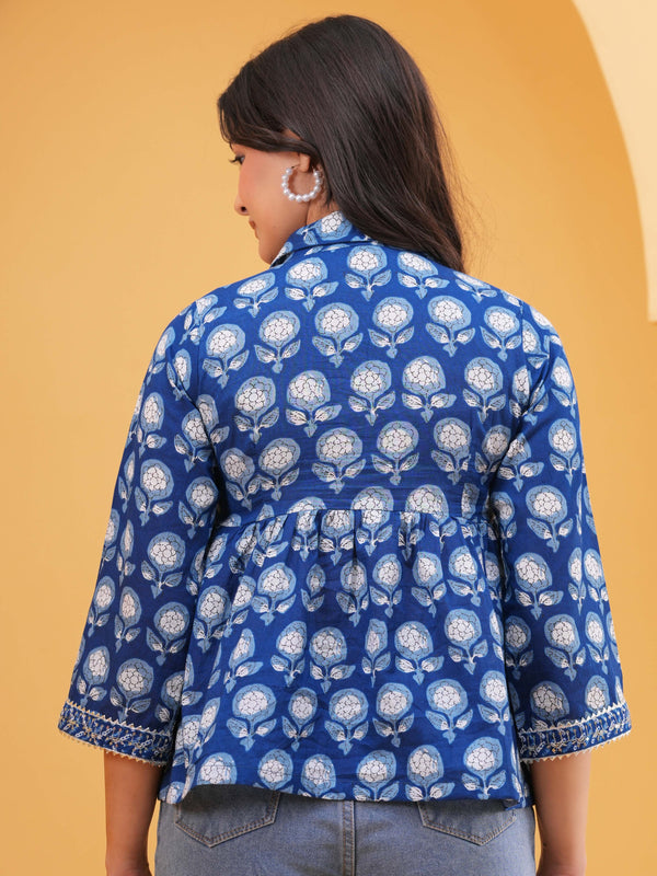 KALINI Print Blue Cotton Top Back