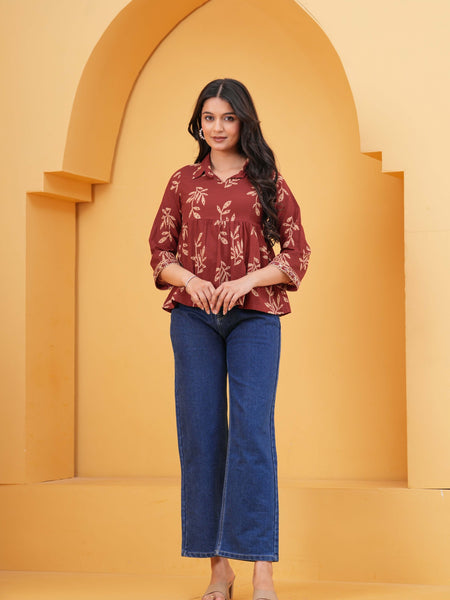 Brown Cotton Top Front