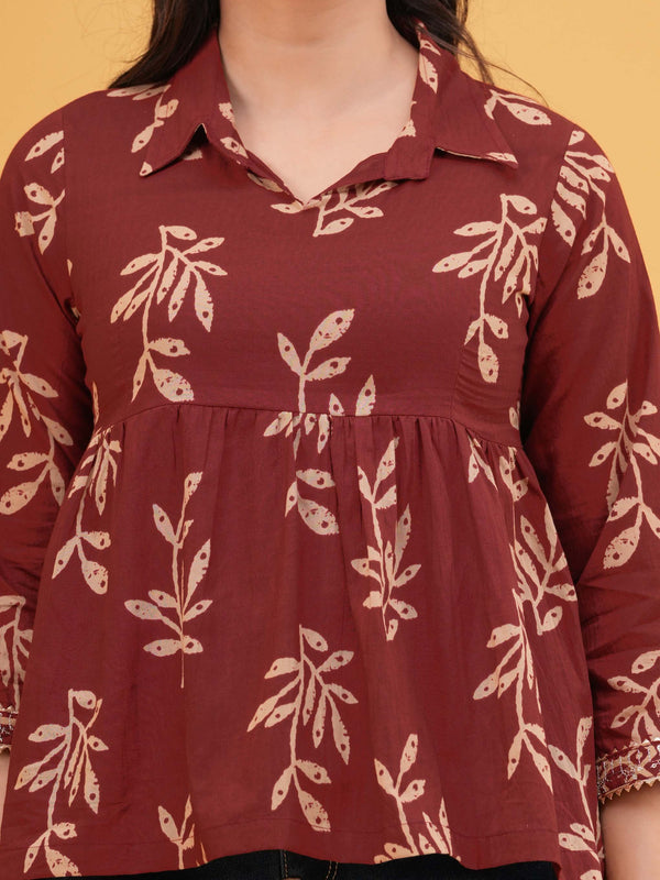 Brown Cotton Top Zoomed