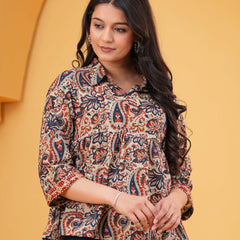 Print Multicolor Ethnic Cotton Top