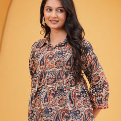 Print Multicolor Ethnic Cotton Top