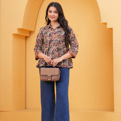 Print Multicolor Ethnic Cotton Top