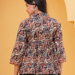 Print Multicolor Ethnic Cotton Top