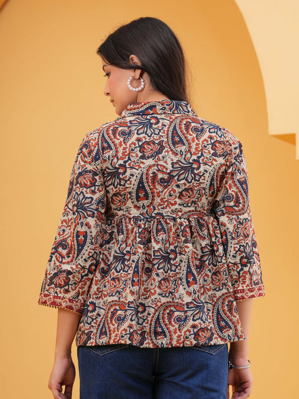 Print Multicolor Ethnic Cotton Top