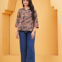 Print Multicolor Ethnic Cotton Top