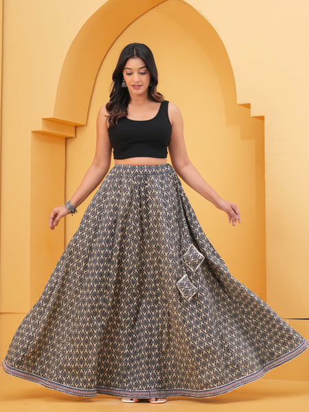 Printed Maxi Flared Skirts
